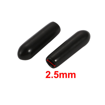 Harfington 150pcs 2.5mm Inner Dia PVC Flexible Vinyl Cap Screw Thread Protector Cover Black