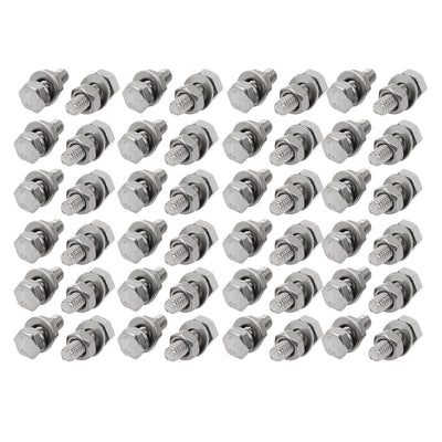 Harfington M4x16mm 316 Stainless Steel Hex Bolt w Washer Nuts Assortment Kit 50pcs