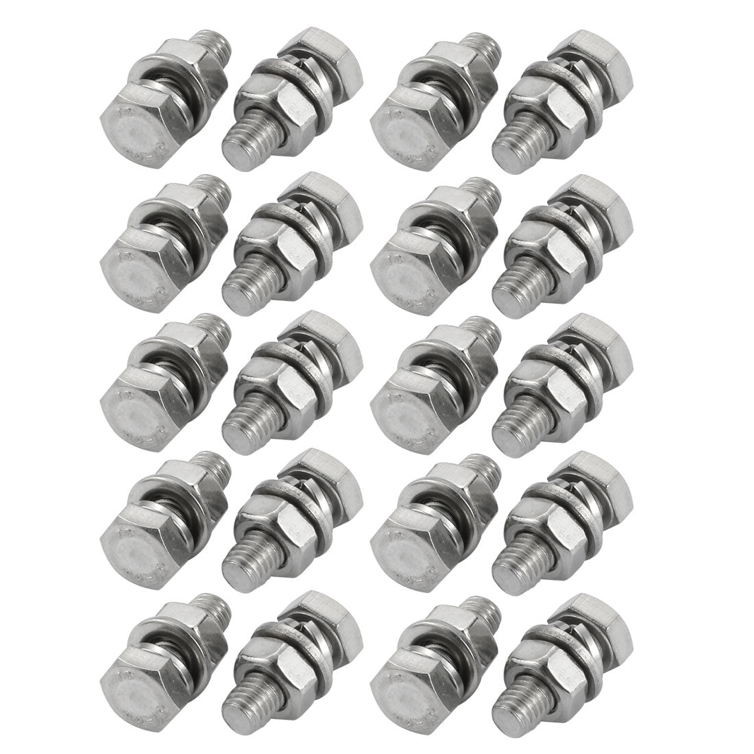 Harfington M6x20mm 316 Stainless Steel Hex Bolt w Washer Nuts Assortment Kit 20pcs