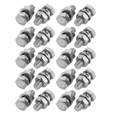 Harfington M6x20mm 316 Stainless Steel Hex Bolt w Washer Nuts Assortment Kit 20pcs