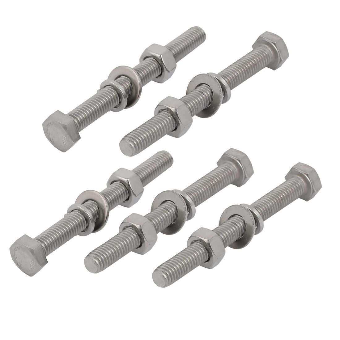 Harfington 5 Set M8x75mm 316 Stainless Steel Hex Bolts w Nuts and Washers Assortment Kit