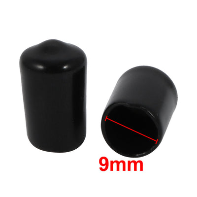 Harfington 150 Pcs 9mm Inner Dia PVC Vinyl End Cap Bolt Screw Thread Protector Black