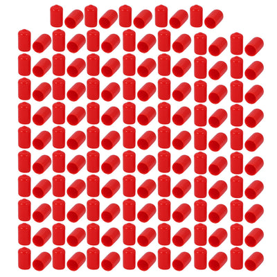 Harfington 150 Pcs 10mm Inner Dia PVC Vinyl End Cap Bolt Screw Thread Protector Red
