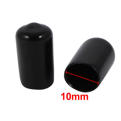 Harfington 150 Pcs 10mm Inner Dia PVC Vinyl End Cap Bolt Screw Thread Protector Black