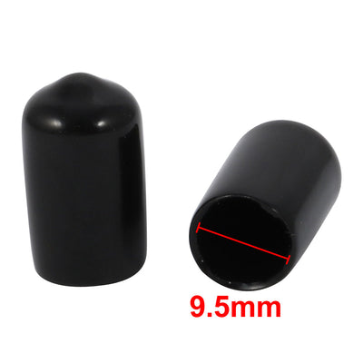 Harfington 18 Pcs 9.5mm Inner Dia PVC Vinyl End Cap Bolt Screw Thread Protector Black