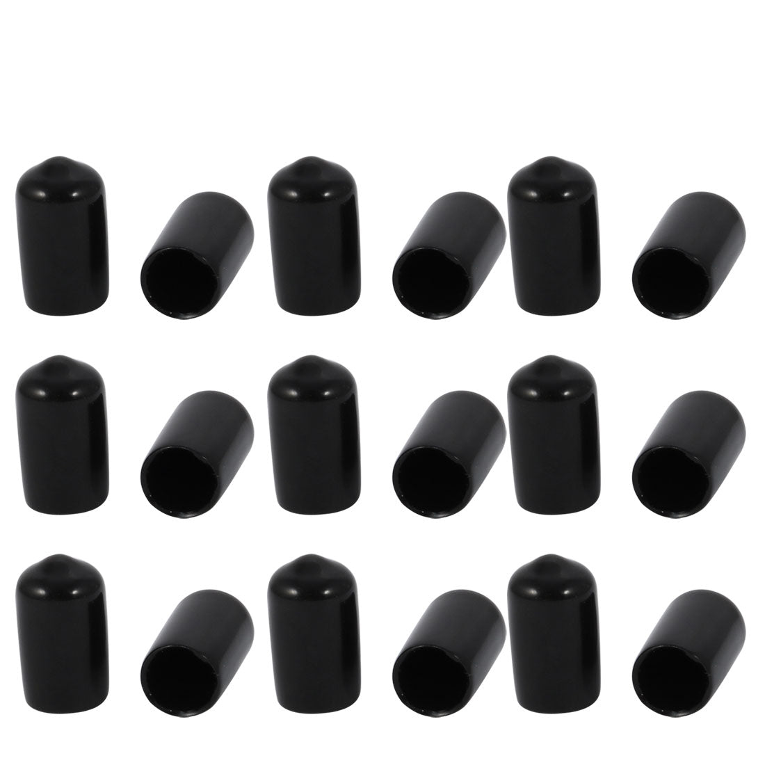 Harfington 18 Pcs 9.5mm Inner Dia PVC Vinyl End Cap Bolt Screw Thread Protector Black