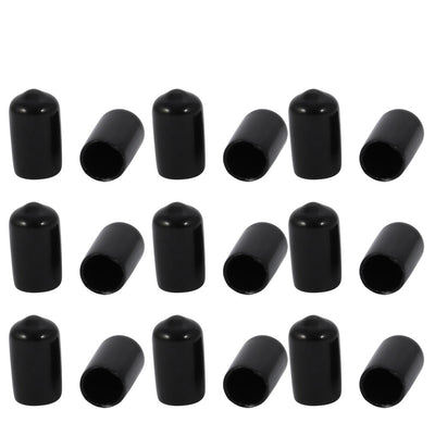 Harfington 18 Pcs 9.5mm Inner Dia PVC Vinyl End Cap Bolt Screw Thread Protector Black
