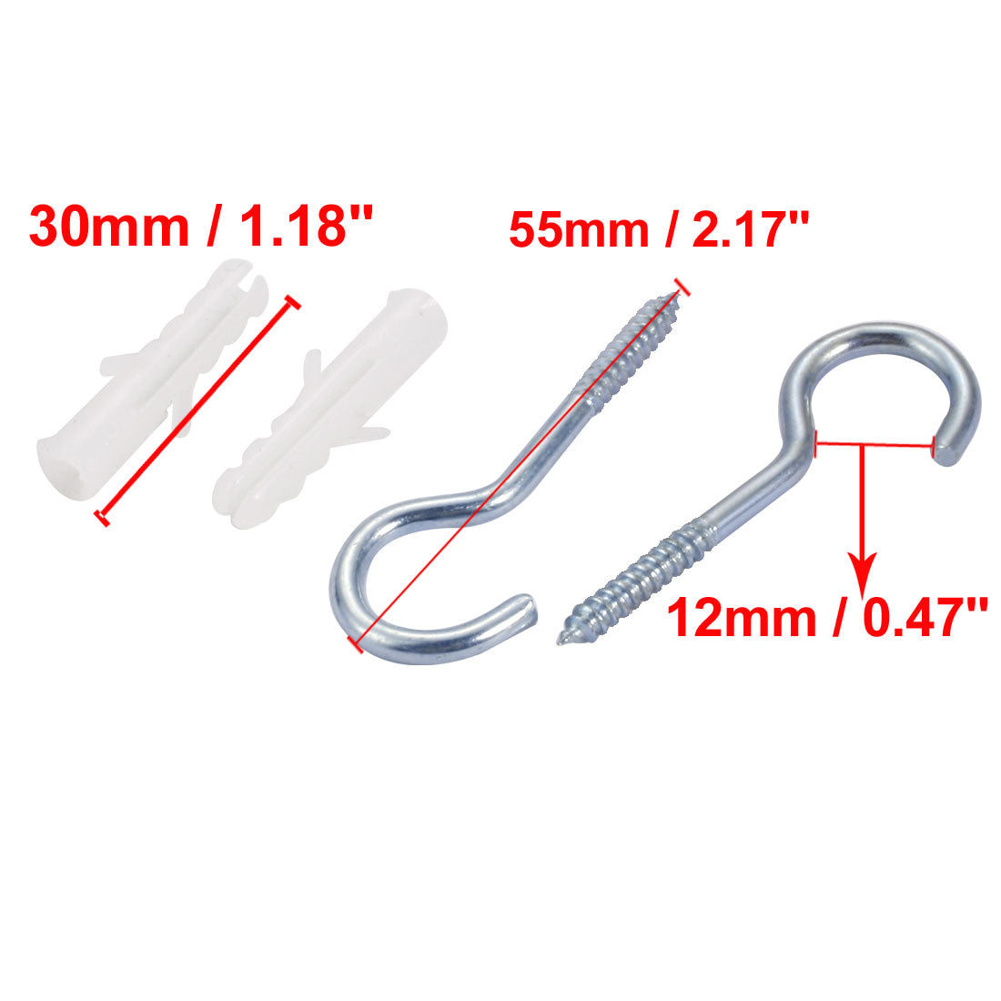 Harfington 20pcs 6mmx30mm Self Drilling Drywall Anchor With 14mm Inner Diameter Screw Hook Eye