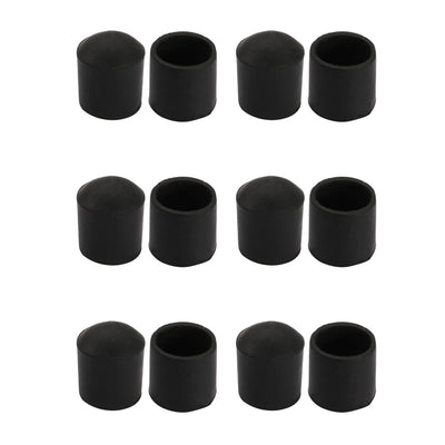 Harfington 12pcs Furniture Desk Chair Round Rubber Leg Tip Protect Cap 22mm Inner Dia Black