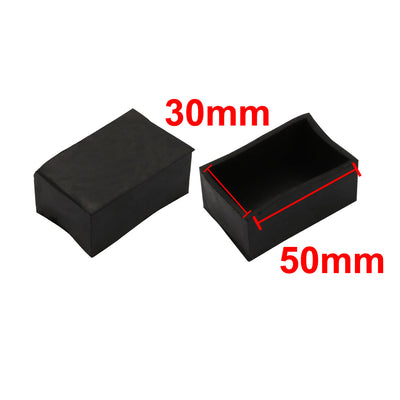 Harfington 12pcs Furniture Desk Chair Rectangle Rubber Leg Cap Cover 30mmx50mm Black