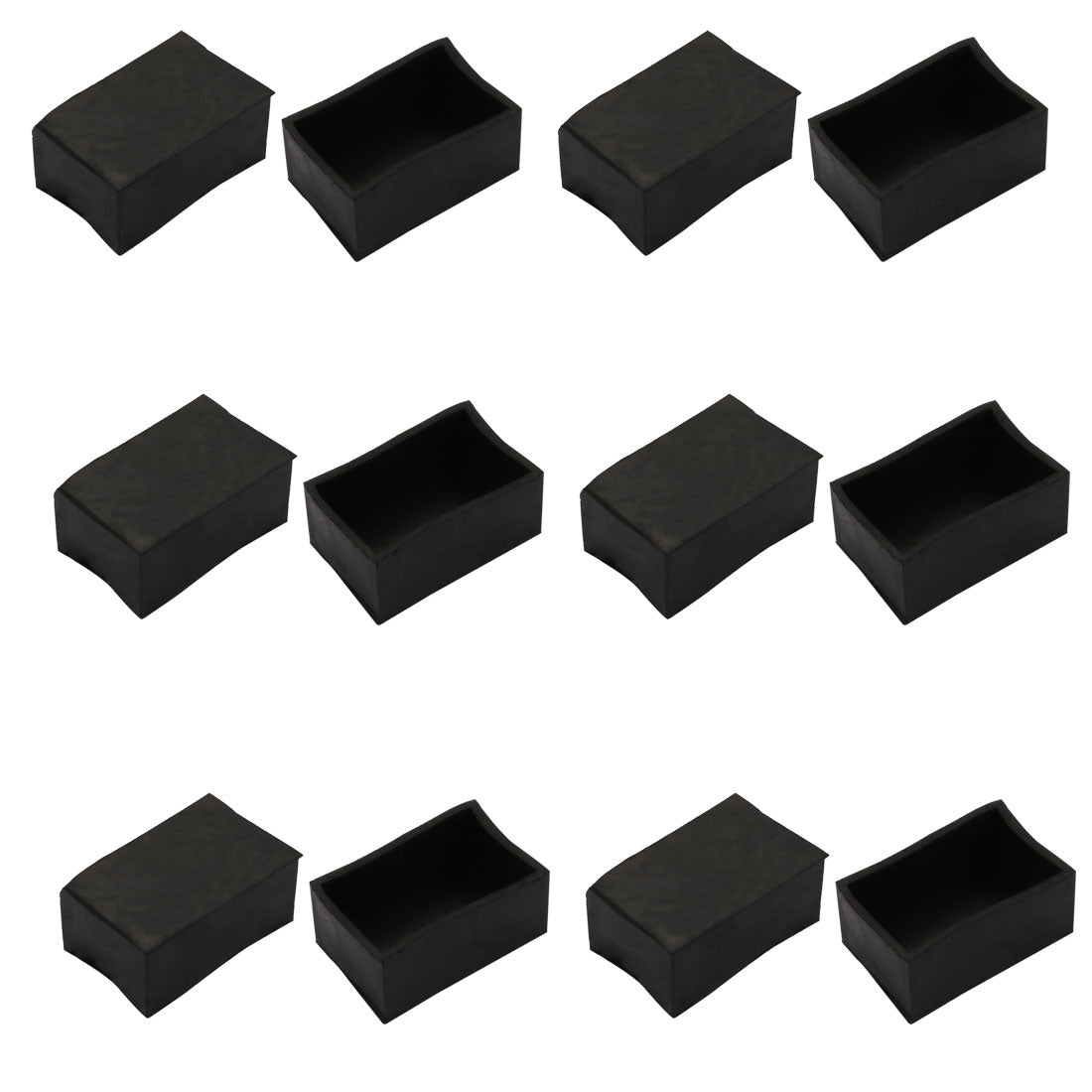 Harfington 12pcs Furniture Desk Chair Rectangle Rubber Leg Cap Cover 30mmx50mm Black