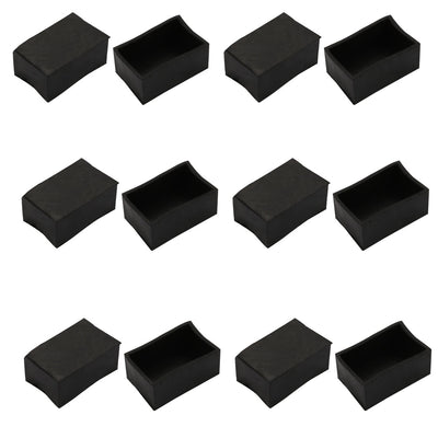 Harfington 12pcs Furniture Desk Chair Rectangle Rubber Leg Cap Cover 30mmx50mm Black