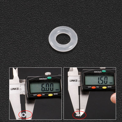 Harfington 148pcs 6mm Outer Dia 1.5mm Thickness Sealing Ring O-shape Silicagel Grommet