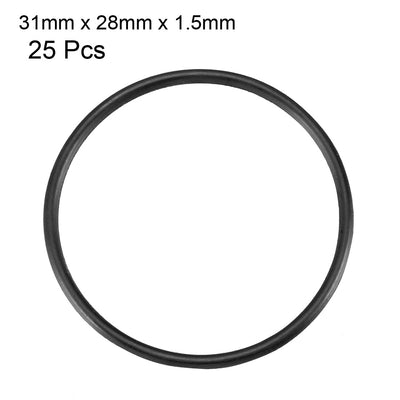 Harfington Nitrile Rubber O-Rings Metric Buna-N Sealing Gasket Black Pack of 25