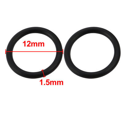 Harfington 150pcs Black 12mm Outer Dia 1.5mm Thickness Sealing Ring O-shape Rubber Grommet