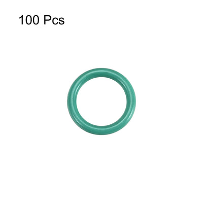 Harfington Fluorine Rubber O-Rings, FKM Seal Gasket for Vehicle Machinery Plumbing, Green, Pack of 100