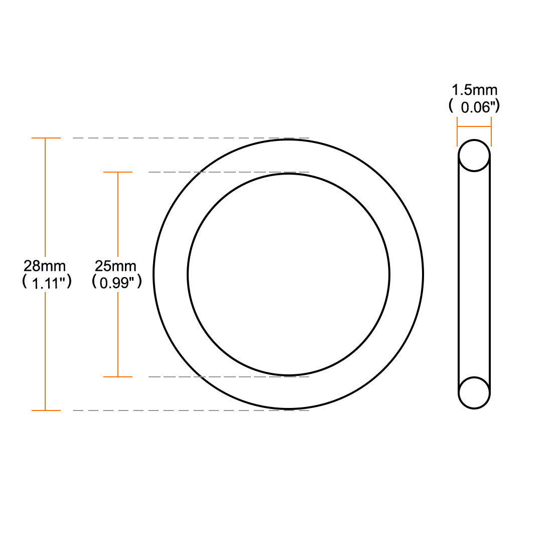 Harfington Nitrile Rubber O-Rings Metric Buna-N Sealing Gasket Black Pack of 25