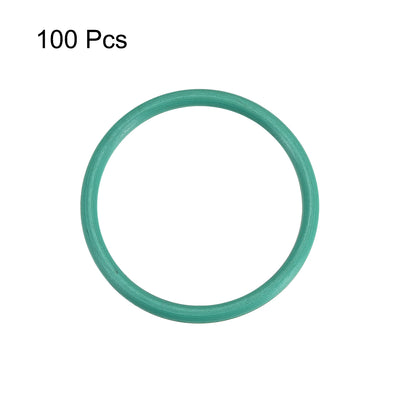 Harfington Fluorine Rubber O-Rings, FKM Seal Gasket for Vehicle Machinery Plumbing, Green, Pack of 100