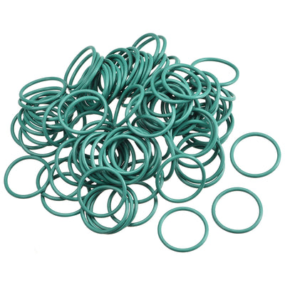 Harfington Fluorine Rubber O-Rings, FKM Seal Gasket for Vehicle Machinery Plumbing, Green, Pack of 100
