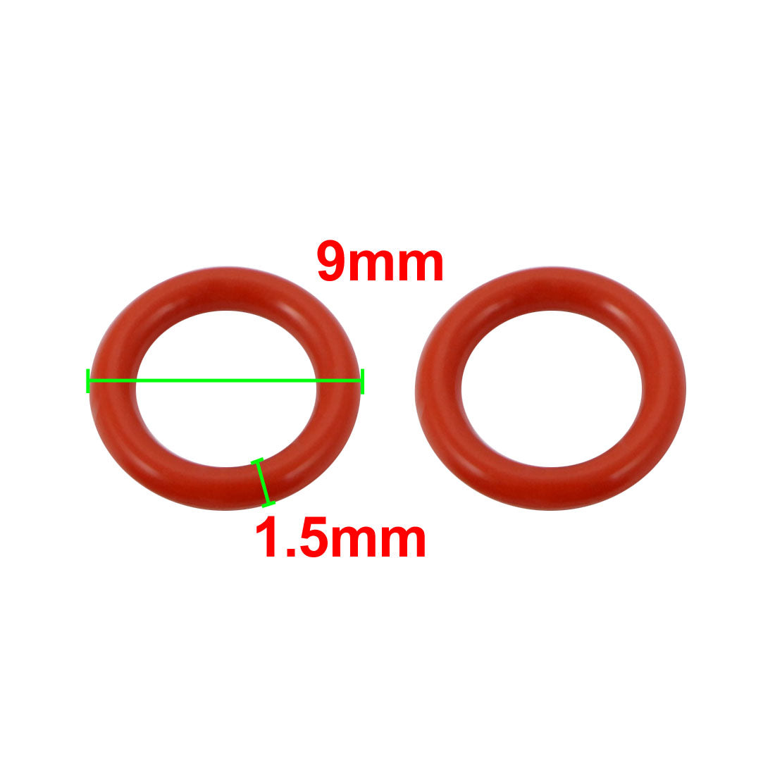 Harfington 150pcs Red 9mm Outer Dia 1.5mm Thickness Sealing Ring O-shape Rubber Grommet