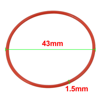 Harfington 14pcs Red 43mm Outer Dia 1.5mm Thickness Sealing Ring O-shape Rubber Grommet