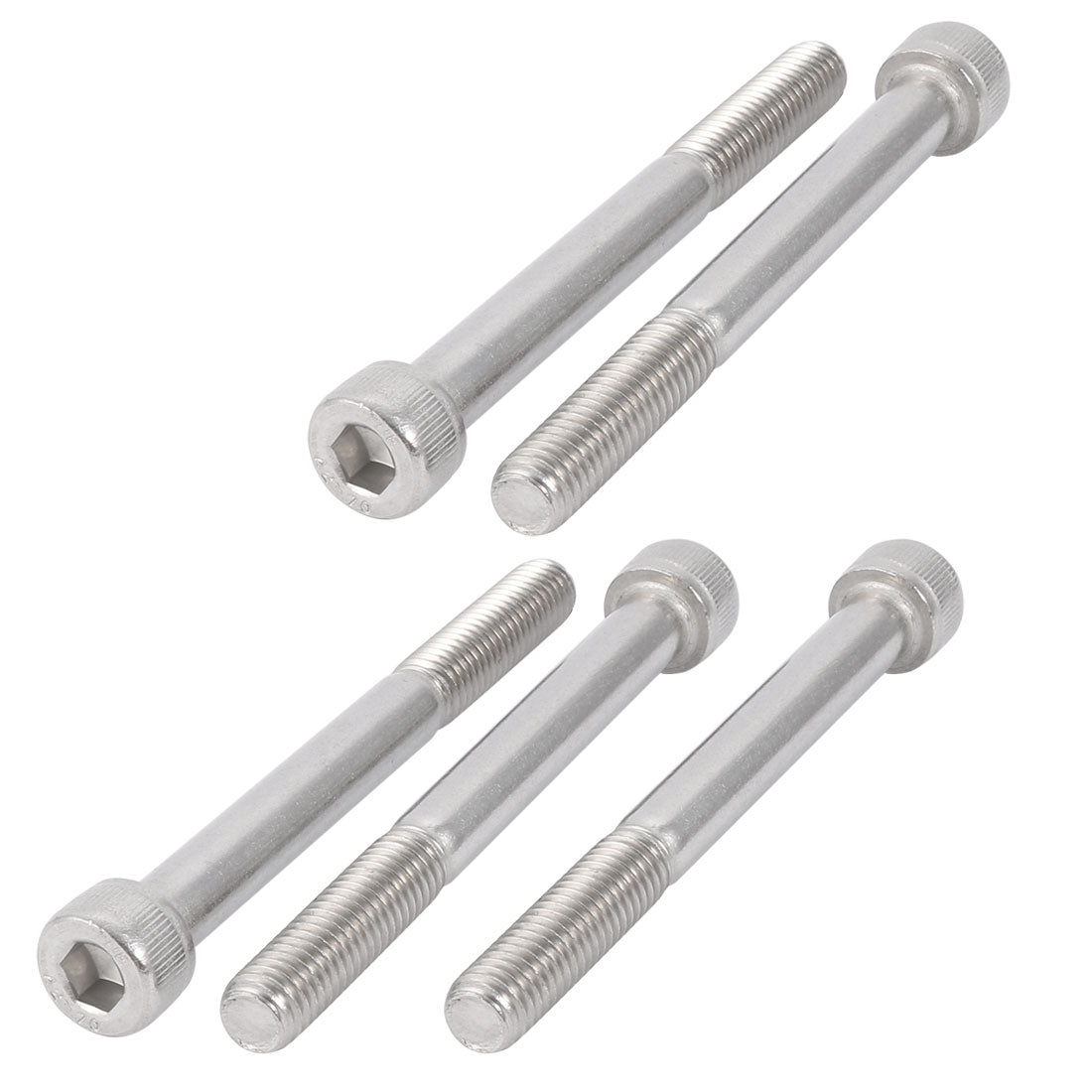 Harfington M8x80mm 304 Stainless Steel 28mm Half Thread Hex Socket Head Cap Screw Bolt 5Pcs