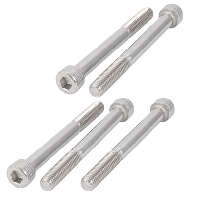 Harfington M8x80mm 304 Stainless Steel 28mm Half Thread Hex Socket Head Cap Screw Bolt 5Pcs