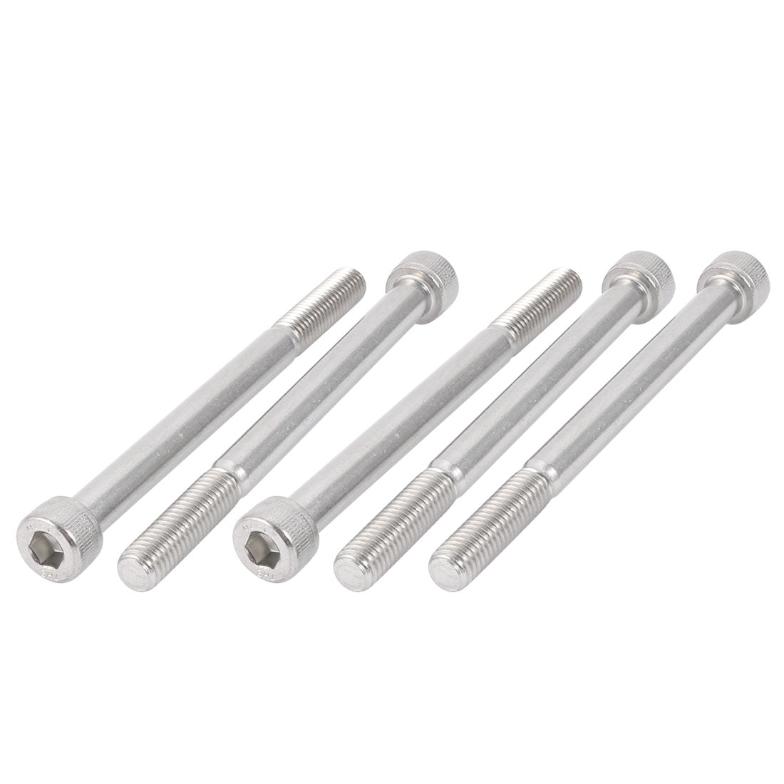 Harfington M8x100mm 304 Stainless Steel 28mm Half Thread Hex Socket Head Cap Screw Bolt 5Pcs