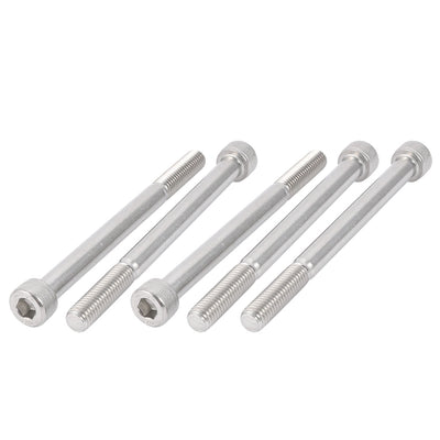 Harfington M8x100mm 304 Stainless Steel 28mm Half Thread Hex Socket Head Cap Screw Bolt 5Pcs