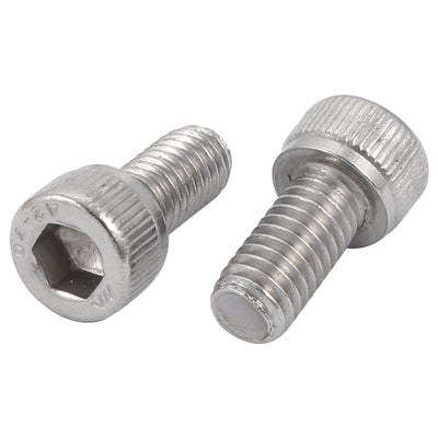 Harfington M6x10mm 0.75mm Pitch 304 Stainless Steel Hex Socket Head Cap Screws Bolts 10pcs
