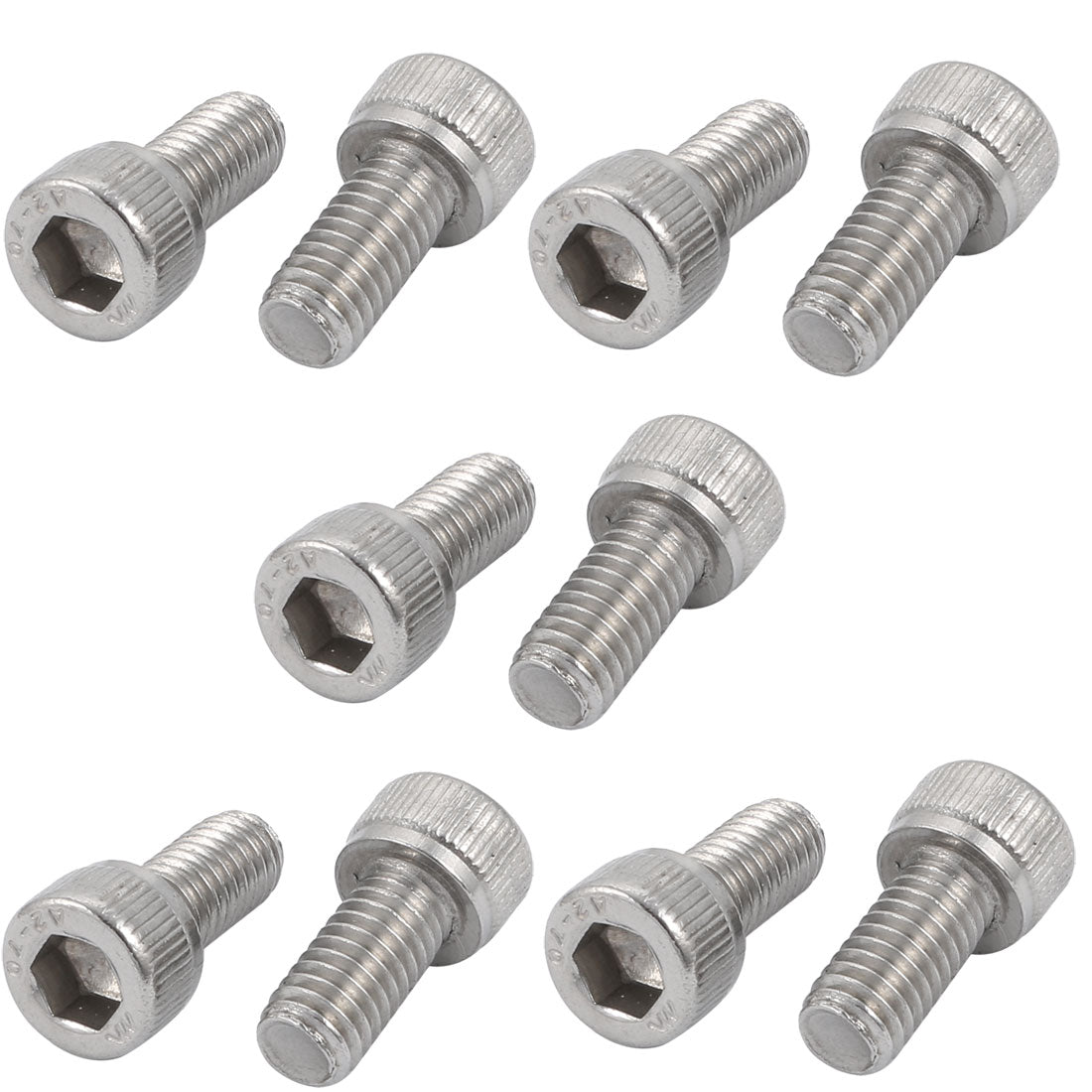 Harfington M6x10mm 0.75mm Pitch 304 Stainless Steel Hex Socket Head Cap Screws Bolts 10pcs