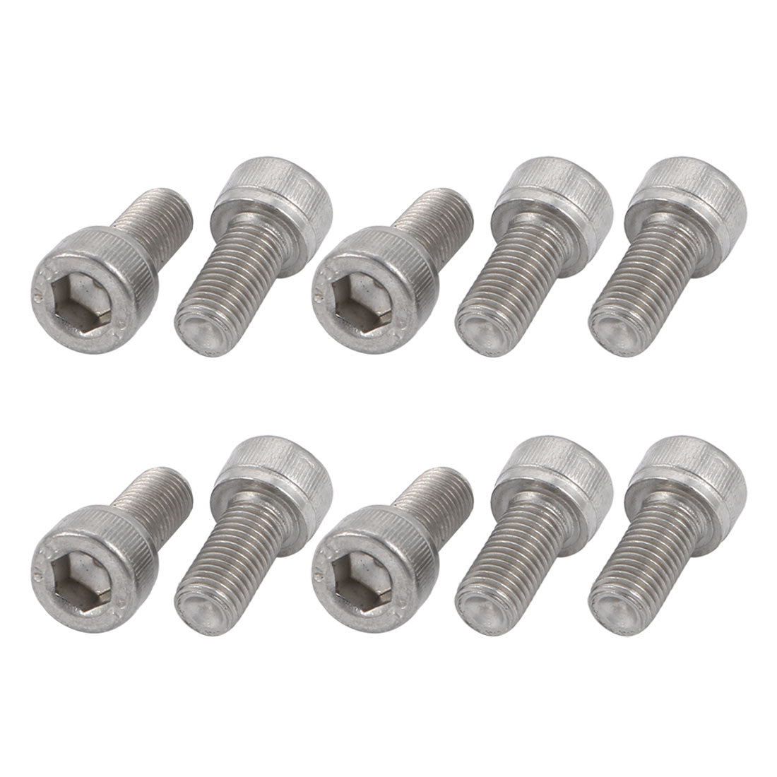 Harfington M6x12mm 0.75mm Pitch 304 Stainless Steel Hex Socket Head Cap Screws Bolts 10pcs
