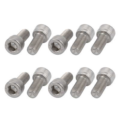 Harfington M6x12mm 0.75mm Pitch 304 Stainless Steel Hex Socket Head Cap Screws Bolts 10pcs