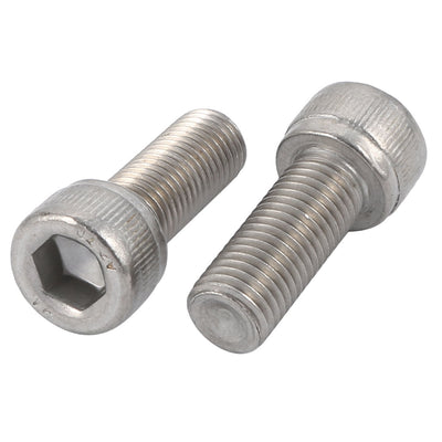 Harfington M10x25mm 1.25mm Pitch 304 Stainless Steel Hex Socket Head Cap Screws Bolts 2pcs