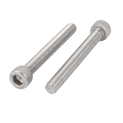 Harfington M6x50mm 304 Stainless Steel Left Hand Thread Hex Socket Head Cap Screw Bolt 2pcs