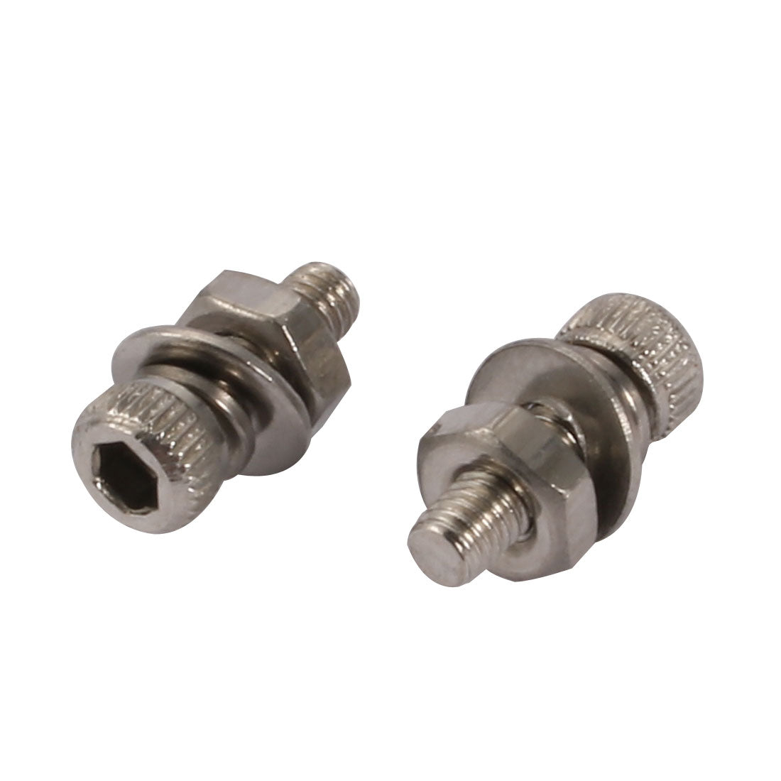 Harfington 20pcs M2.5x8mm 304 Stainless Steel Knurled Hex Socket Head Bolts w Nut Washer