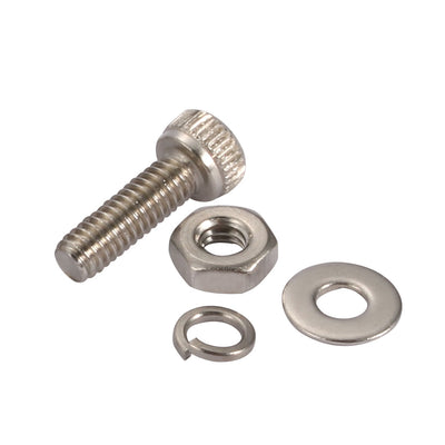 Harfington 20pcs M2.5x8mm 304 Stainless Steel Knurled Hex Socket Head Bolts w Nut Washer