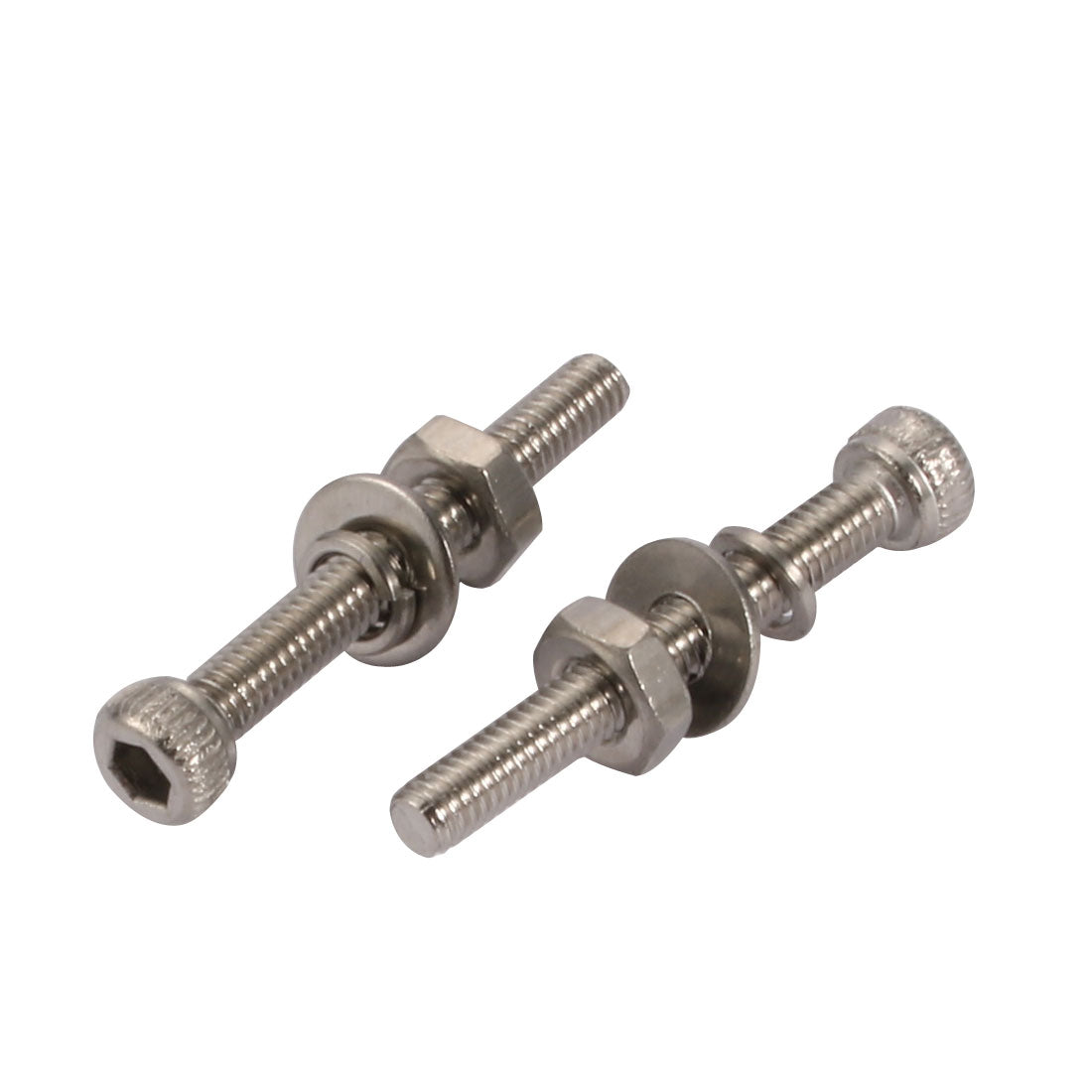 Harfington 20pcs M2.5x20mm 304 Stainless Steel Knurled Hex Socket Head Bolts w Nut Washer