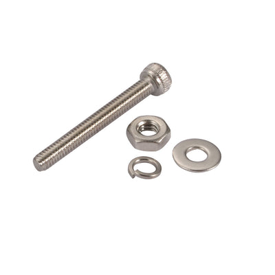Harfington 20pcs M2.5x20mm 304 Stainless Steel Knurled Hex Socket Head Bolts w Nut Washer