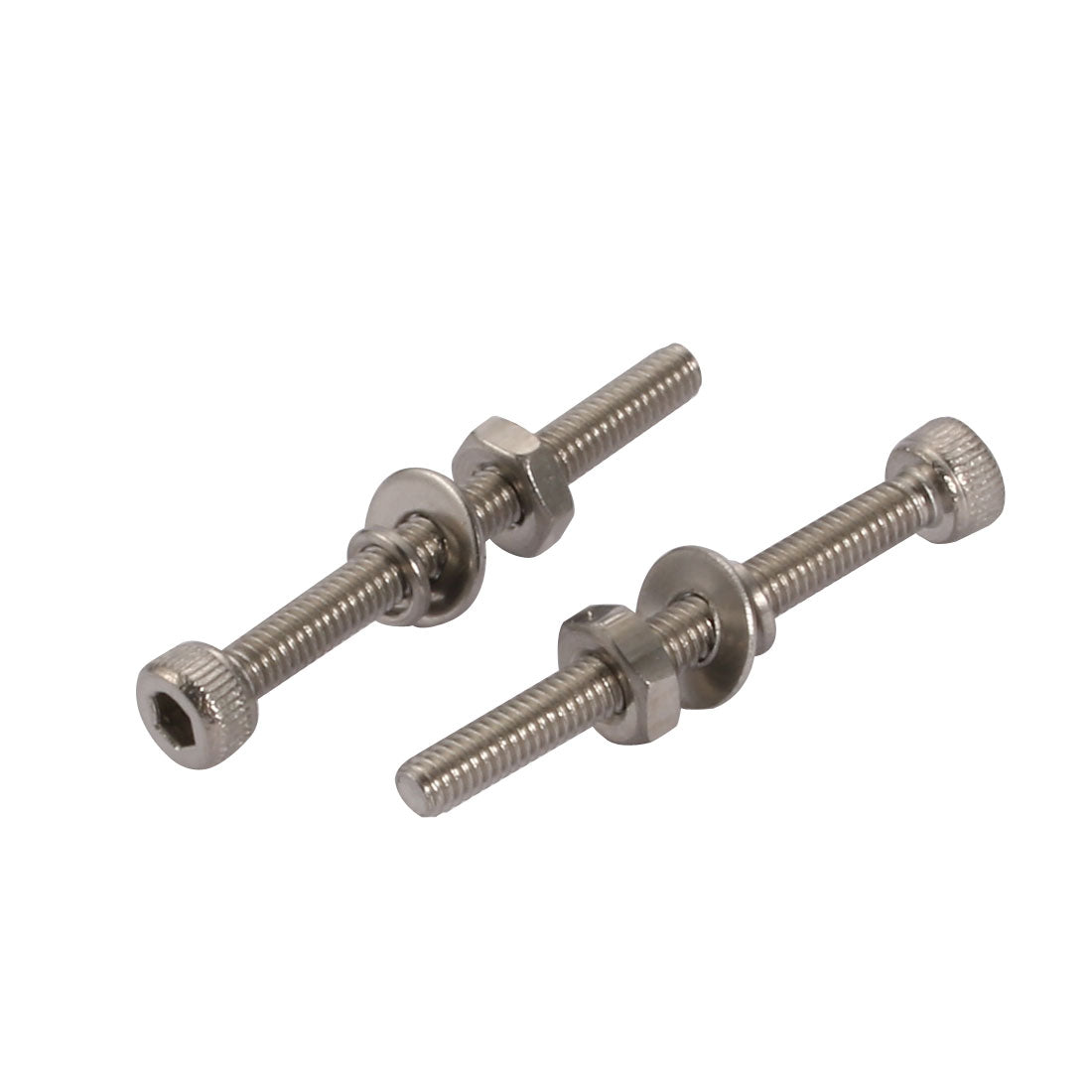 Harfington 20pcs M2.5x25mm 304 Stainless Steel Knurled Hex Socket Head Bolts w Nut Washer