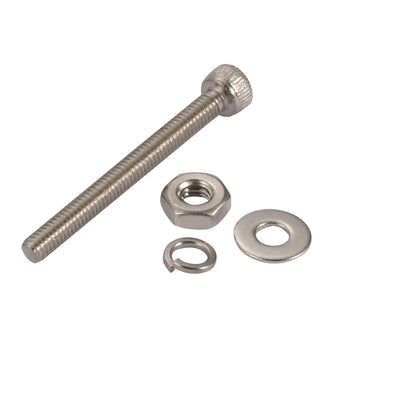 Harfington 20pcs M2.5x25mm 304 Stainless Steel Knurled Hex Socket Head Bolts w Nut Washer