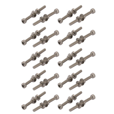 Harfington 20pcs M2.5x25mm 304 Stainless Steel Knurled Hex Socket Head Bolts w Nut Washer