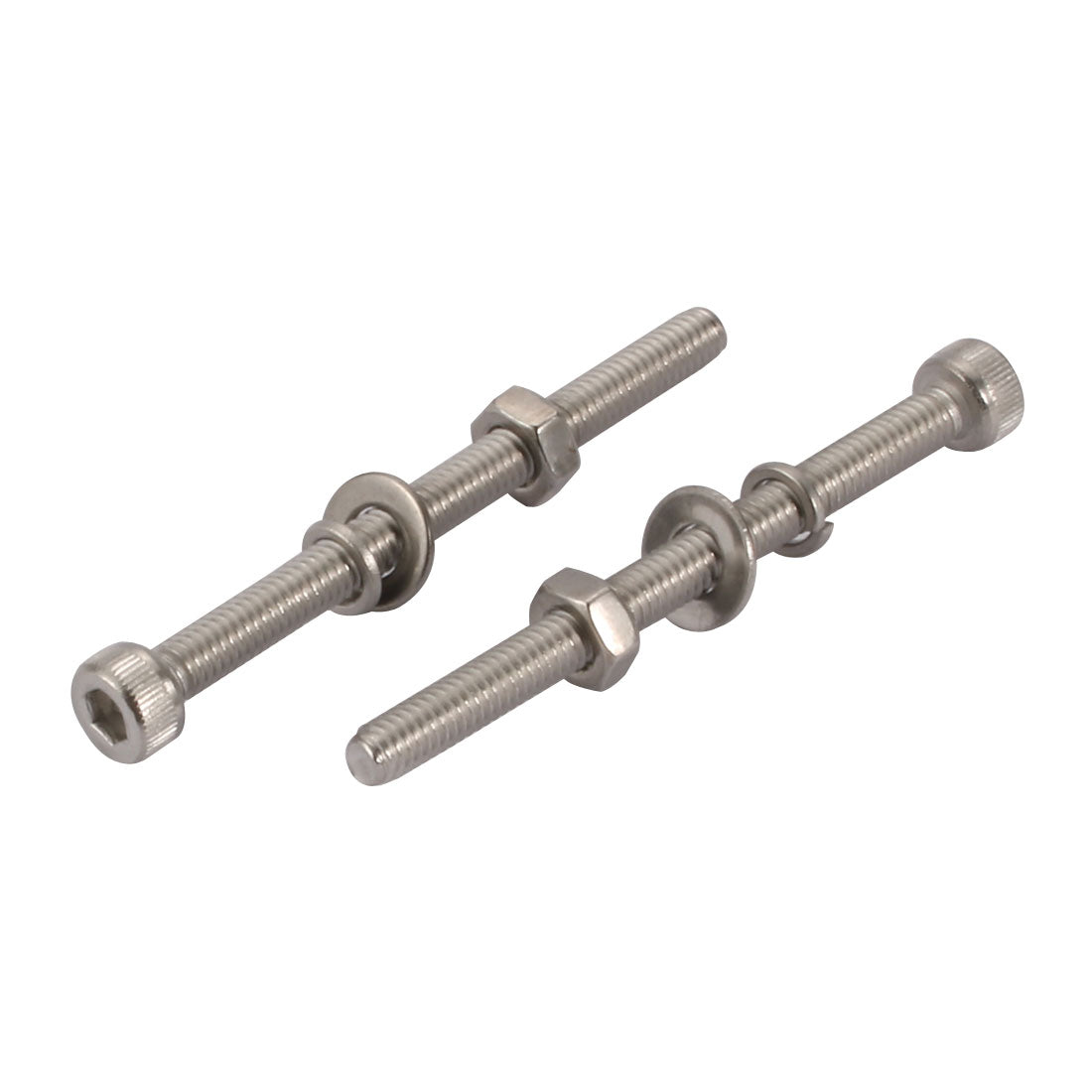 Harfington 10pcs M4x50mm 304 Stainless Steel Knurled Hex Socket Head Bolts Nuts w Washers