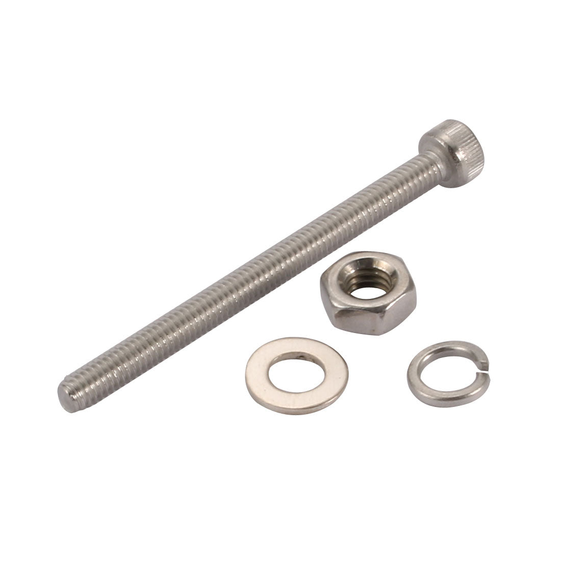 Harfington 10pcs M4x50mm 304 Stainless Steel Knurled Hex Socket Head Bolts Nuts w Washers