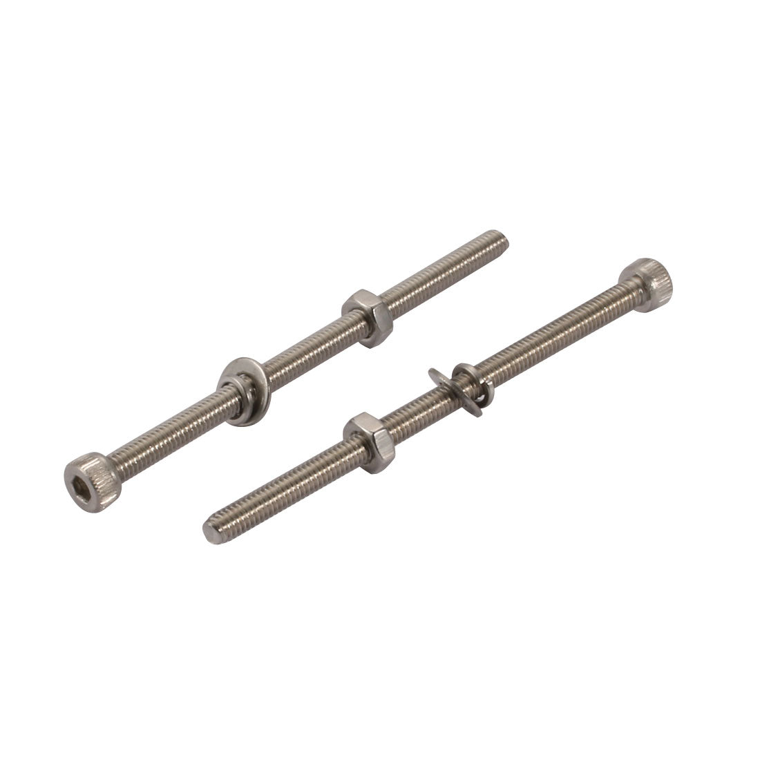 Harfington 10pcs M4x70mm 304 Stainless Steel Knurled Hex Socket Head Bolts Nuts w Washers