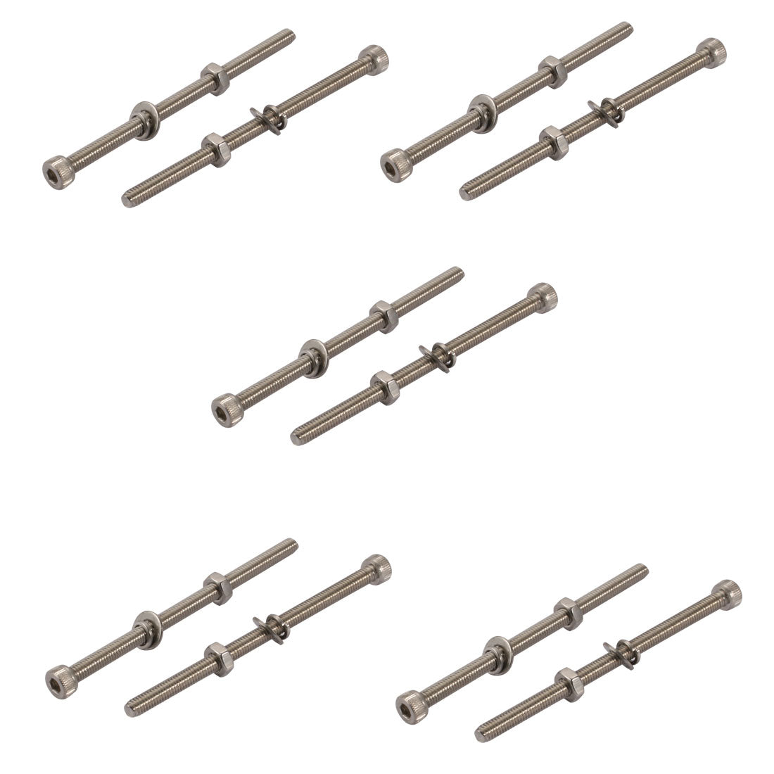 Harfington 10pcs M4x70mm 304 Stainless Steel Knurled Hex Socket Head Bolts Nuts w Washers