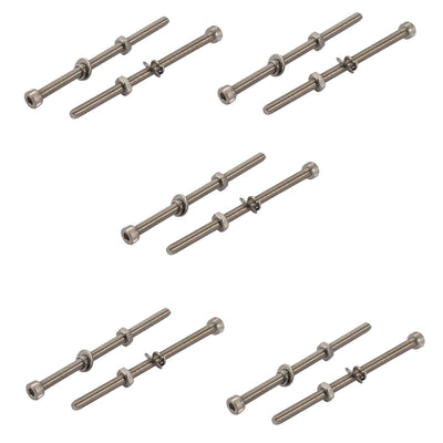 Harfington 10pcs M4x70mm 304 Stainless Steel Knurled Hex Socket Head Bolts Nuts w Washers