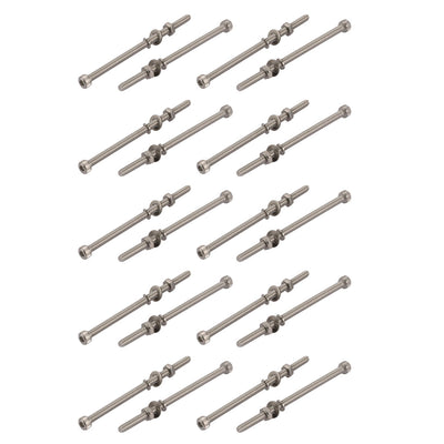 Harfington 20pcs M4x75mm 304 Stainless Steel Knurled Hex Socket Head Bolts Nuts w Washers