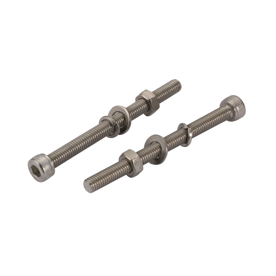 Harfington 10pcs M5x60mm 304 Stainless Steel Knurled Hex Socket Head Bolts Nuts w Washers