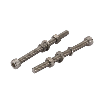 Harfington 10pcs M5x60mm 304 Stainless Steel Knurled Hex Socket Head Bolts Nuts w Washers